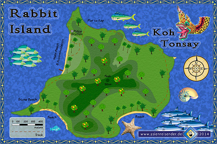 Map of Rabbit Island, Koh Tonsay, Koh Thonsay by Asienreisender