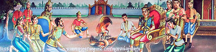 'Cock Fighting, a Painting in a Buddhist Temple in Sre Ambel' by Asienreisender