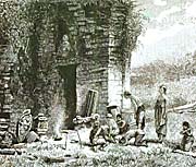 Javanese People offering at at Temple on Dieng Plateau, 19th Century Sketch