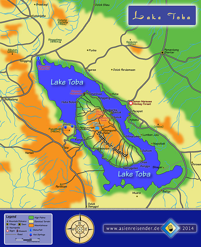 Map of Lake Toba by Asienreisender