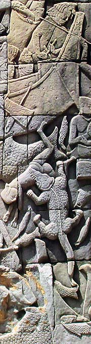 'Crocodile attacks Angkorean Sailor | Bas Relief of the Bayon | Angkor Archaeological Park' by Asienreisender