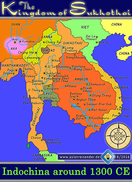 'Map of the Kingdom of Sukhothai | Indochina around 1300 CE' by Asienreisender
